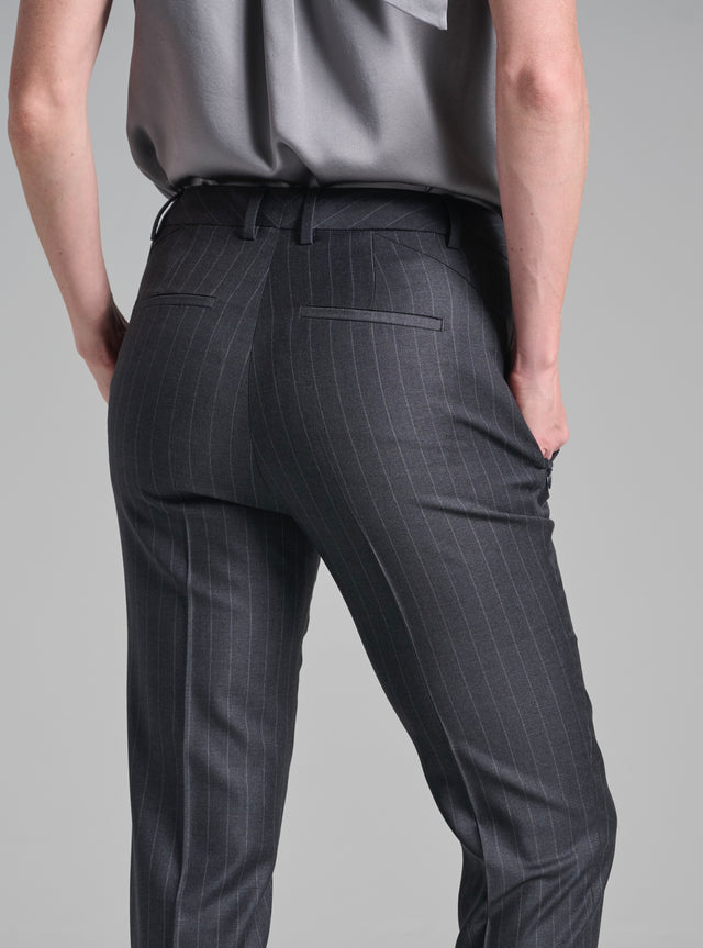 Chalk Stripe Charcoal Flare Trouser